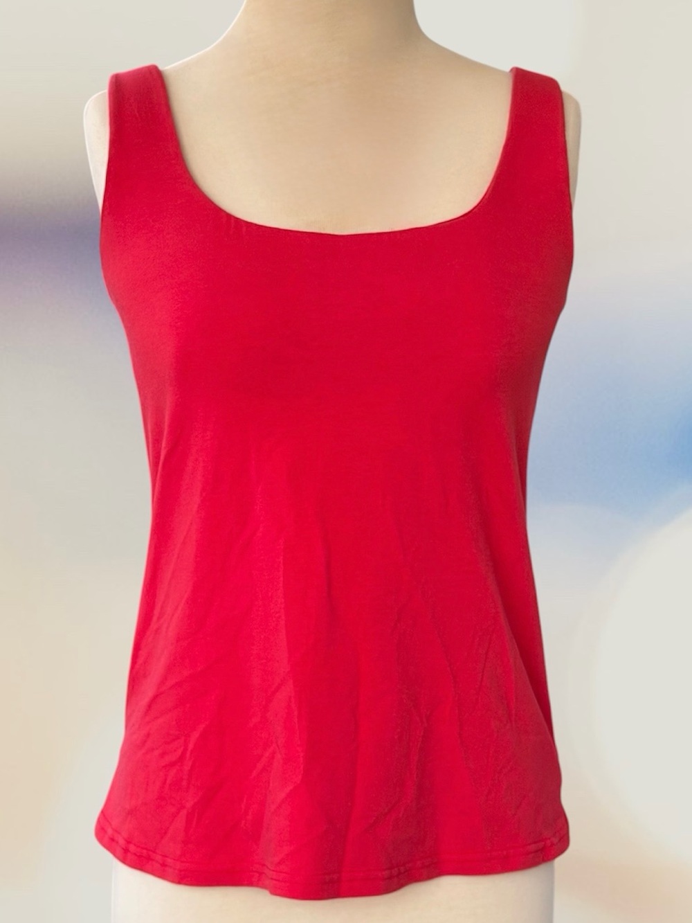 Solutions Red Women Sport Square Neck Tank Top with Built-In Padded Bra, 36D